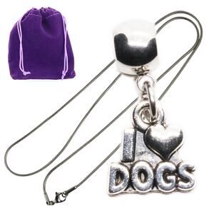 I Love Dogs Silver Tone Pendant Necklace, Dog Birthday Gift Idea Cute Dog Stuff